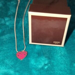 Coach Fuchsia Heart Necklace